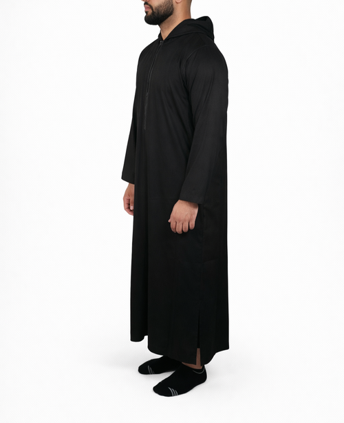 Black Hooded Thobe / Jubba for Men – Moroccan Style