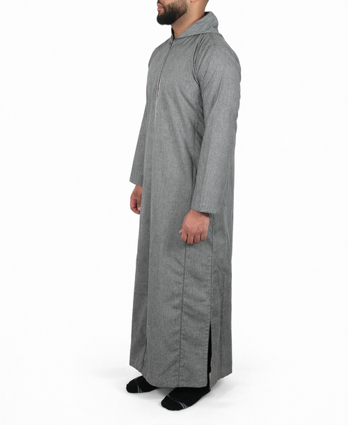 Grey Hooded Thobe / Jubba for Men – Moroccan Style