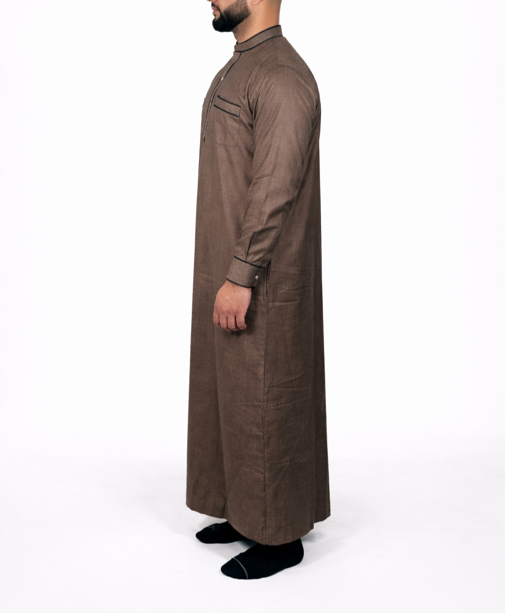 Saudi Style Collar Thobe / Jubba - Brown