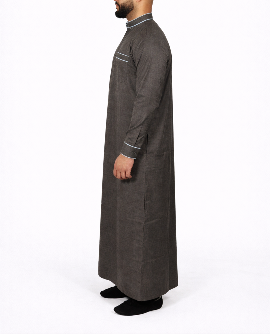Saudi Style Collar Thobe / Jubba - Grey & Blue