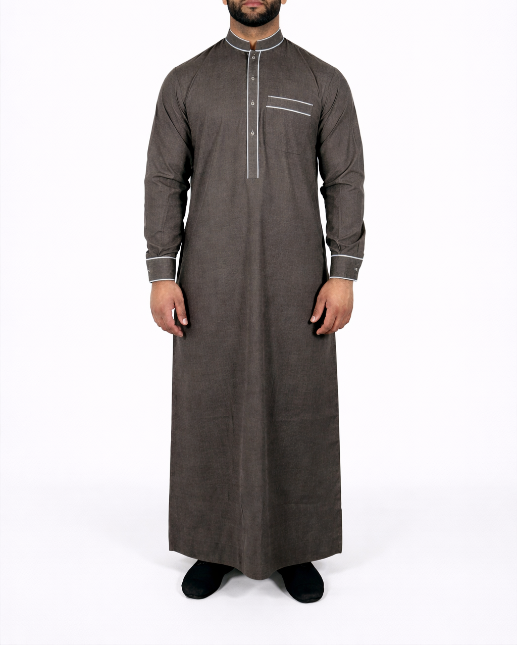 Saudi Style Collar Thobe / Jubba - Grey & Blue