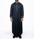 Saudi Style Collar Thobe / Jubba - Navy & Cream