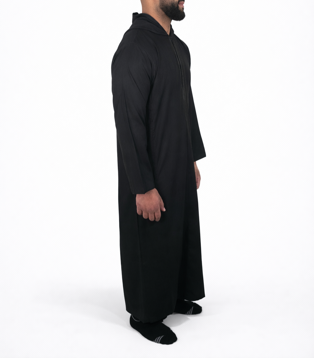 Black Hooded Thobe / Jubba for Men – Moroccan Style